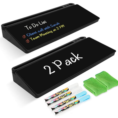 Desktop Glass Whiteboard with Storage, Desk Dry Erase White Board Black
