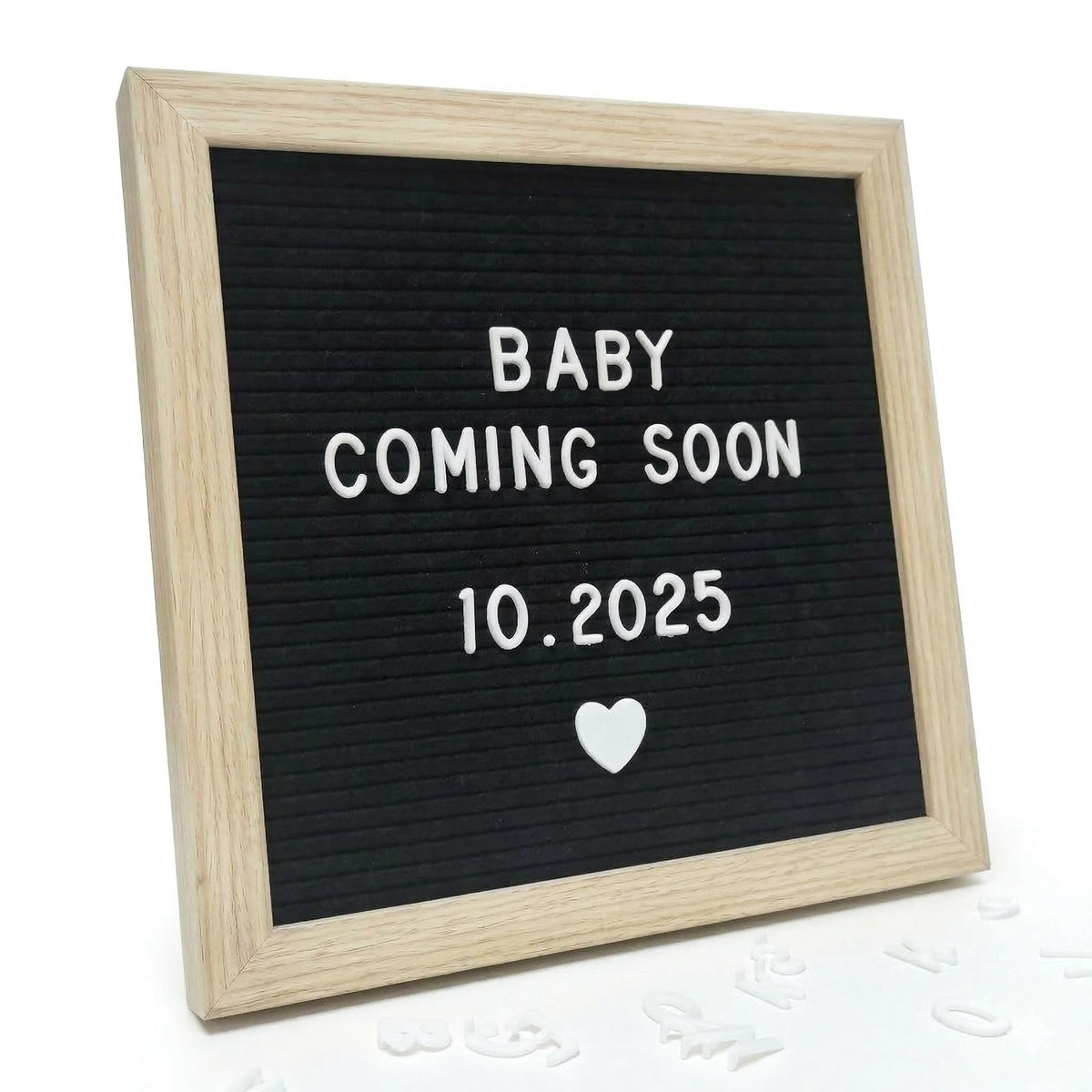 White Felt Letter Board 10x10in, 336 Letters, Wood Frame Message Board