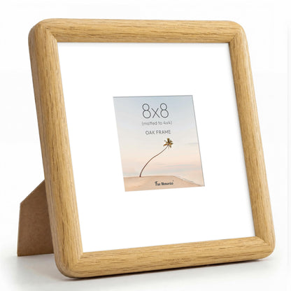 6x6 Picture Frame, USA-Sourced Walnut Wood Photo Frame with Tempered Glass, Handcrafted Rustic Farmhouse Frame for Wall & Tabletop Display, Matted to 4x4