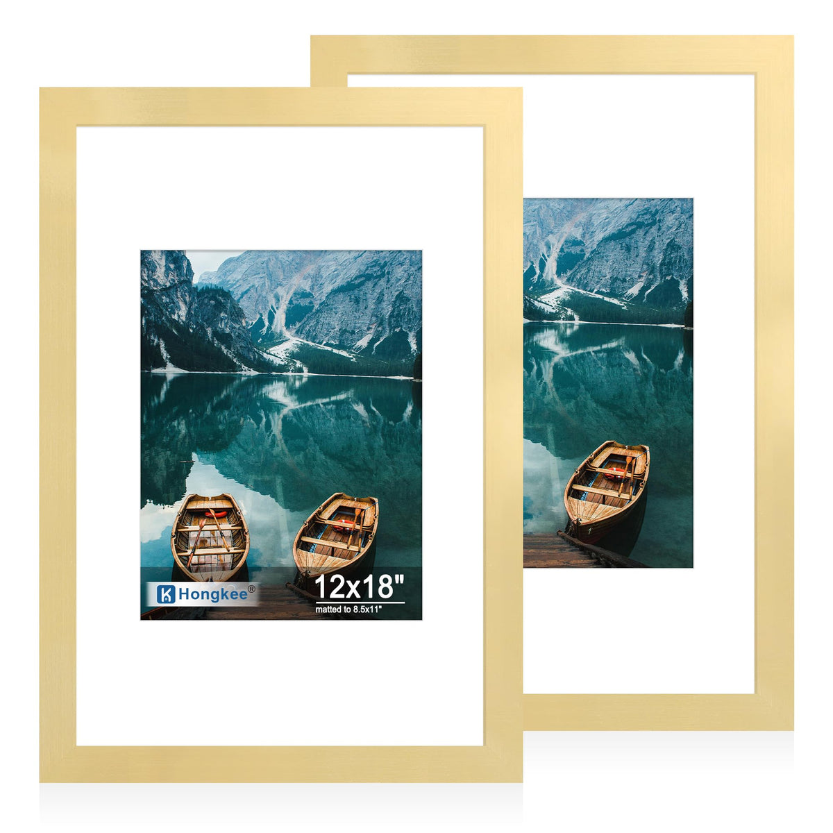Hongkee 8x11 Picture Frame Set of 2, Real Glass, Rustic Brown Wood Frame
