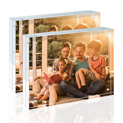 Egofine 4x6 Acrylic Frames 6 Pack, 20mm Thicker Frameless Clear Picture Frames, Double Sided Magnetic Picture Frames, Free Standing Desktop Display
