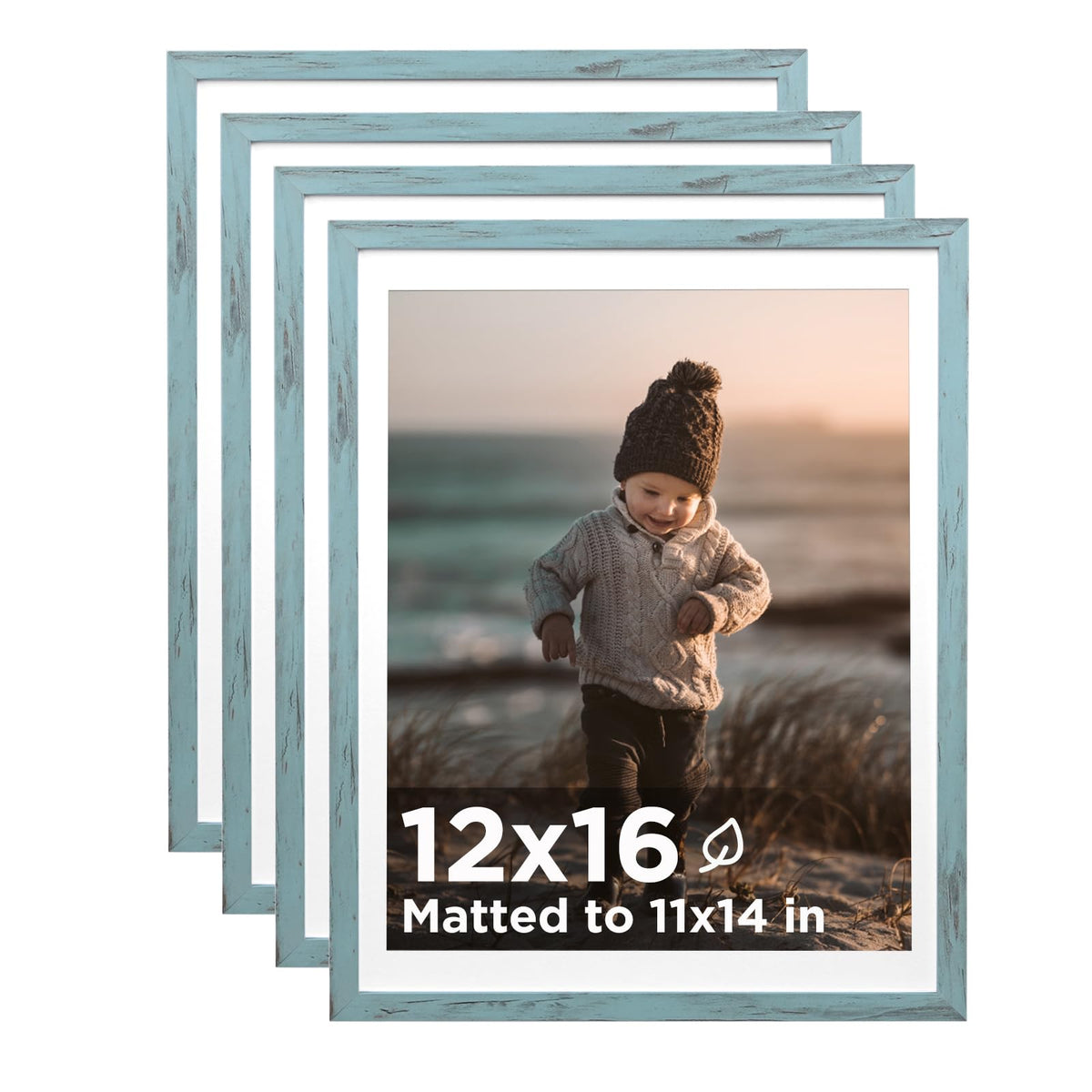 KINLINK 5x7 Picture Frames, Mix Color Photo Frames with Plexiglass for Picture 4x6 with Mat or 5x7 without Mat, Composite Wood Picture Frames for Table Top and Wall Mounting, Set of 4