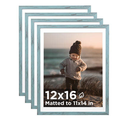 KINLINK 5x7 Picture Frames, Mix Color Photo Frames with Plexiglass for Picture 4x6 with Mat or 5x7 without Mat, Composite Wood Picture Frames for Table Top and Wall Mounting, Set of 4