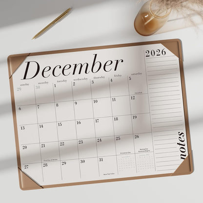 Jotsome Large Desk Calendar 2026-2027 with Protective Mat 22"x17"