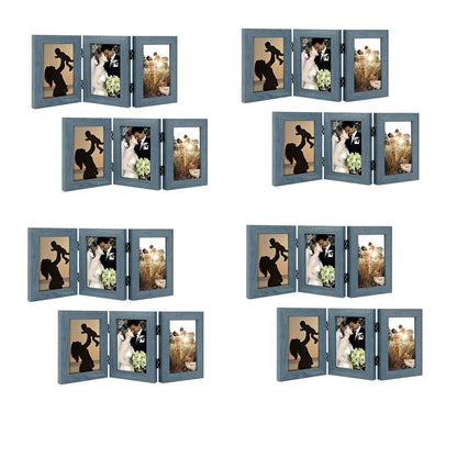 Golden State Art, 5x7 Triple Picture Frame Black- Real Glass, 1 Pack