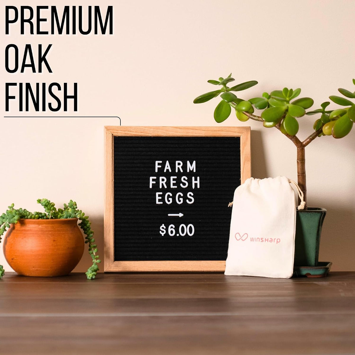 Black Felt Letter Board | Classy Dark Stained Wooden Frame with White Letters | Premium Changeable Sign Boards for Home Decor Motivational Quotes Baby Announcement Price List Message Letterboard With