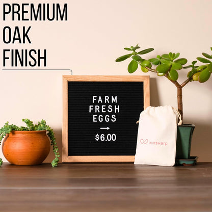 Black Felt Letter Board | Classy Dark Stained Wooden Frame with White Letters | Premium Changeable Sign Boards for Home Decor Motivational Quotes Baby Announcement Price List Message Letterboard With