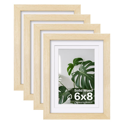Egofine 8x10 Picture Frames Set of 4, Made of Solid Wood Covered by Plexiglass 4x6 and 5x7 with Mat or 8x10 without Mat, for Table Top Display and Wall Mounting Photo Frame Black