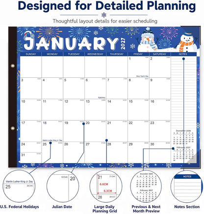 Large Desk Calendar 2026-2027 - 18-Month Jul 2026 - Dec 2027, 22x17in