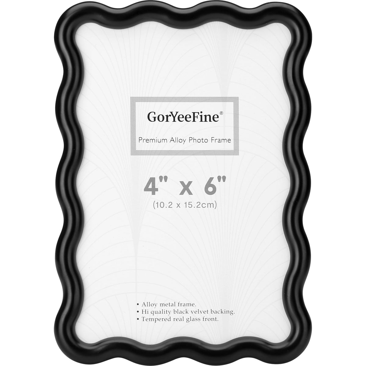 Gold 4 x 6'' High-End Zinc Alloy Picture Frame with Wave Design - Modern Glamour 6x4'' Pictures Frames for Desktop and Wall Décor