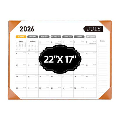 Desk Calendar 2026-2027, 22 x 17, Jun. 2026-Dec. 2027, PU Desk Pad