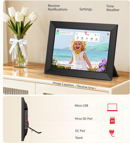 Frameo Digital Picture Frame 10.1" Electronic Photo Frames WiFi 32GB Memory