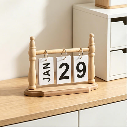 Perpetual Flip Desk Calendar, Reusable Desktop Decor, White