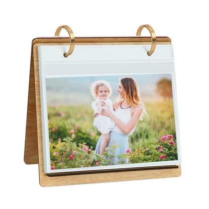 ZEEYUAN 60 Pockets of 4x6 Photo Frame Flip Photo Album on Stand 4x6 Picture Frames Collection for Desktop