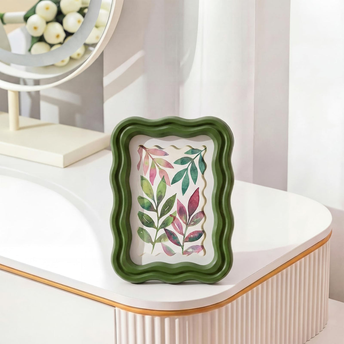3 Pack 4 x 6 Inch Scalloped Picture Frame with Real Glass, Retro Colors