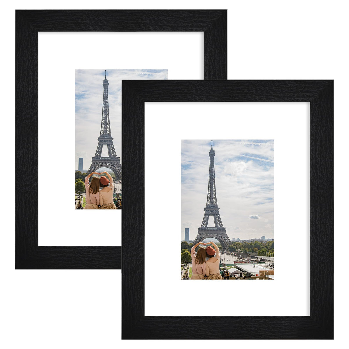 Hongkee 8x11 Picture Frame Set of 2, Real Glass, Rustic Brown Wood Frame