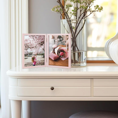 5x7 Double Picture Frame Tabletop Display for Photos Pink
