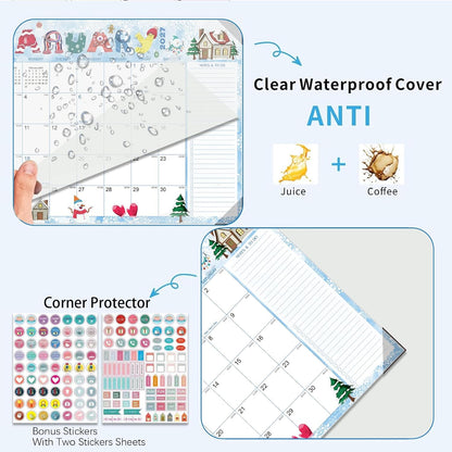 2027-2028 Desk Calendar - 22" x 17", 18 Month Desk Calendar January 2027 - June 2028, Large Monthly Desktop Calendar with Plastic Cover, Thick Paper, Corner Protectors (2 Stickers Included)