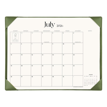 Simplified Desk Calendar 2026 with Desktop Mat, Cabbrix Large Desk Pad Calendar 21" x 16-1/2" Including January 2026 to June 2027, Desk Blotter Calendar for Home School and Office (Mint Green)