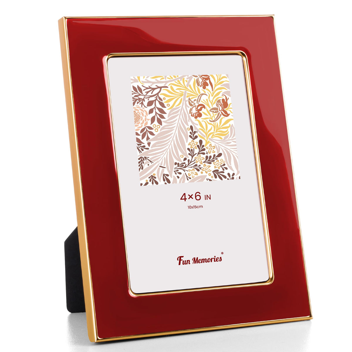 Fun Memories 4x6 Enamel Picture Frame with HD-Tempered Glass, Gold Metal Edge with Easel, Vertical & Horizontal Display, Wall and Tabletop Display Family Photo Gallery (White Enamel,1P)