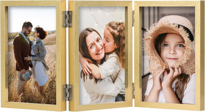4x6 Triple Picture Frame 3 Picture Frames with Glass Gold
