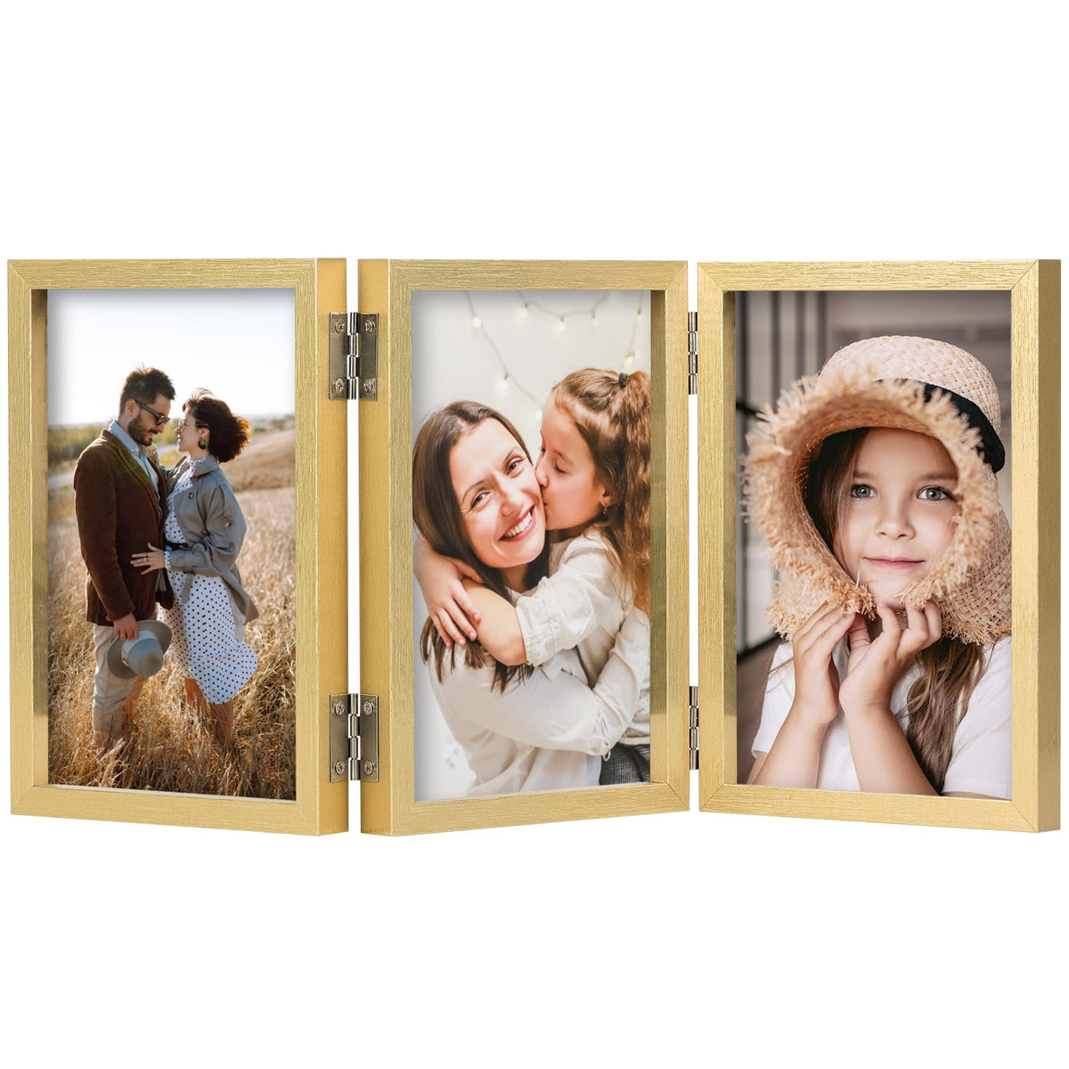 4x6 Triple Picture Frame 3 Picture Frames with Glass Gold