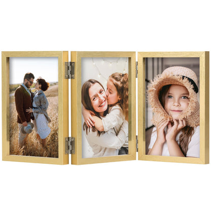 4x6 Triple Picture Frame 3 Picture Frames with Glass Gold