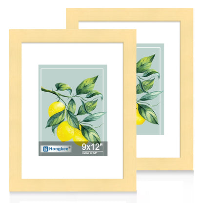 Hongkee 8x11 Picture Frame Set of 2, Real Glass, Rustic Brown Wood Frame