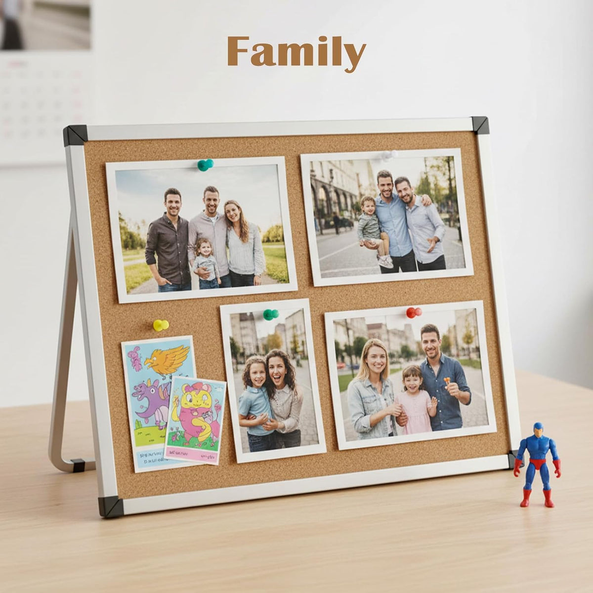 2 Pack Cork Board Desk Bulletin Board, Double Sided Pin Small Desk Cork