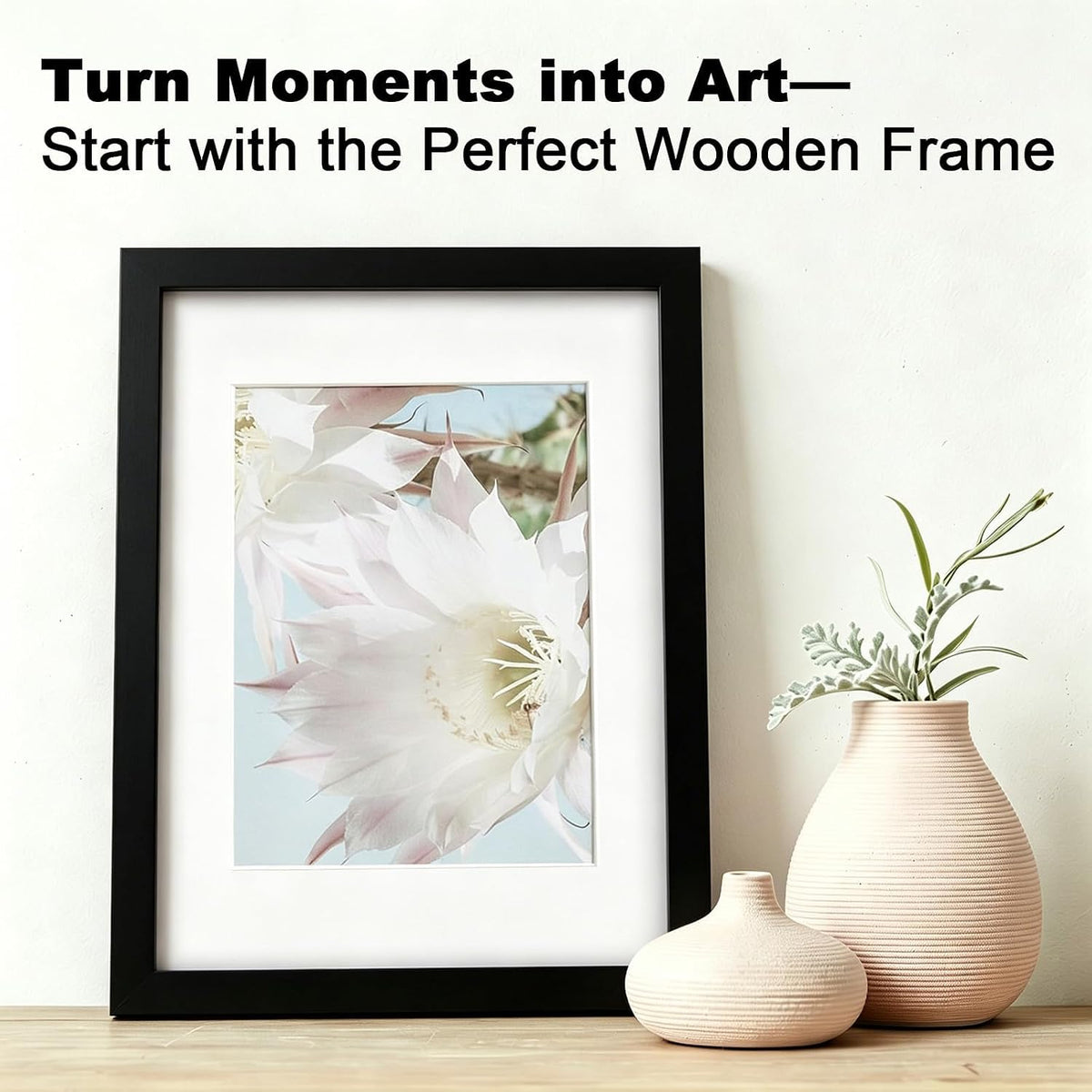 RPJC 11x14 Solid Wood Picture Frame Real Glass Cover Black