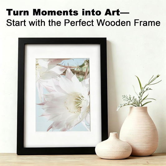 RPJC 11x14 Solid Wood Picture Frame Real Glass Cover Black