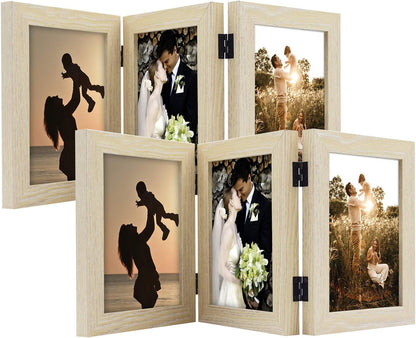 Golden State Art, 5x7 Triple Picture Frame Black- Real Glass, 1 Pack