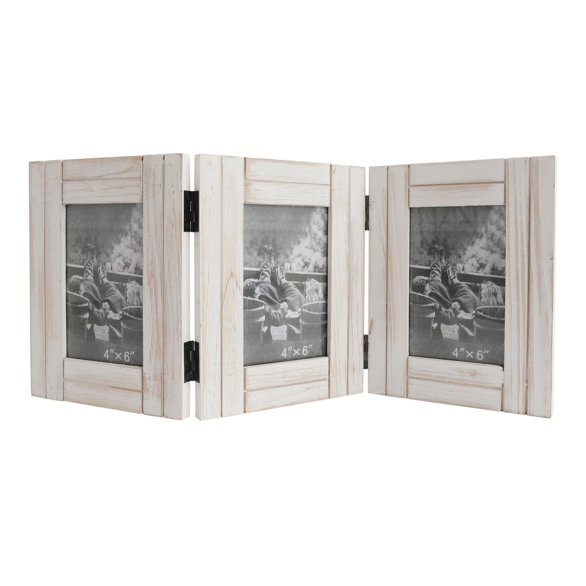 RiteSune Rustic Picture Frame 3 Folding 5X7 Triple Hinged
