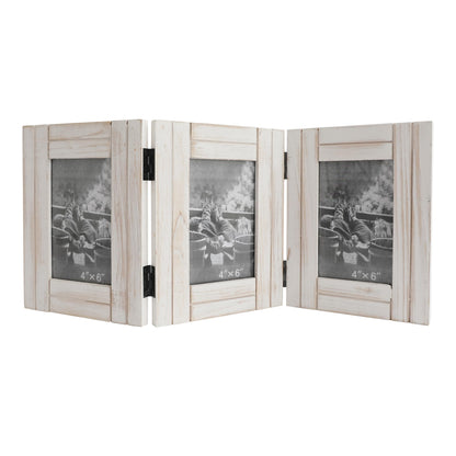 RiteSune Rustic Picture Frame 3 Folding 5X7 Triple Hinged
