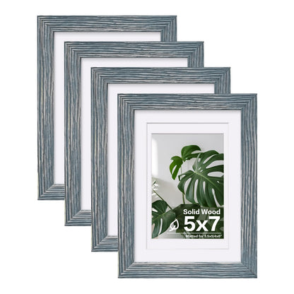Egofine 8x10 Picture Frames Set of 4, Made of Solid Wood Covered by Plexiglass 4x6 and 5x7 with Mat or 8x10 without Mat, for Table Top Display and Wall Mounting Photo Frame Black