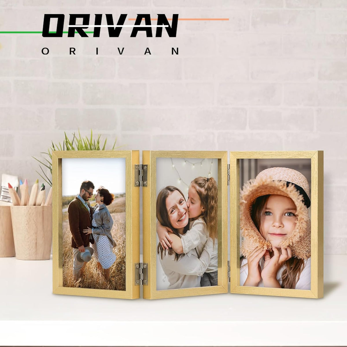 4x6 Triple Picture Frame 3 Picture Frames with Glass Gold