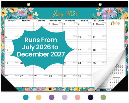 Taja Desk Calendar 2026-2027, Jul 2026-Dec 2027, 18-Month, 17" x 12"