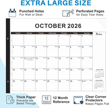 Desk calendar 2026-2027 22"x17" Desk Top Calendar with plastic cover