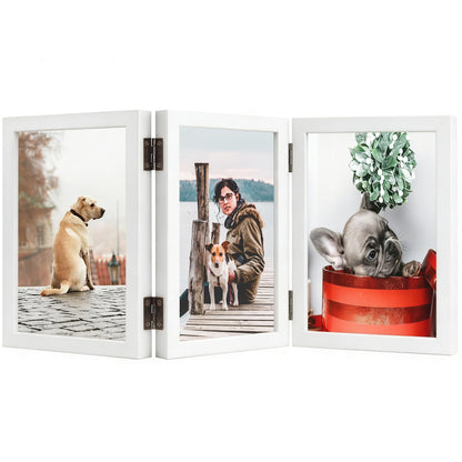 TOFOREVO 3 5x7 Picture Frame Black Triple Wooden Hinged Photo Frame