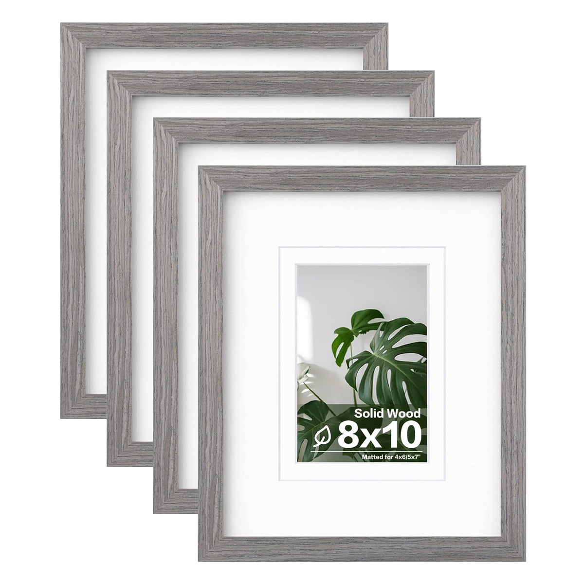 Egofine 8x10 Picture Frames Set of 4, Made of Solid Wood Covered by Plexiglass 4x6 and 5x7 with Mat or 8x10 without Mat, for Table Top Display and Wall Mounting Photo Frame Black
