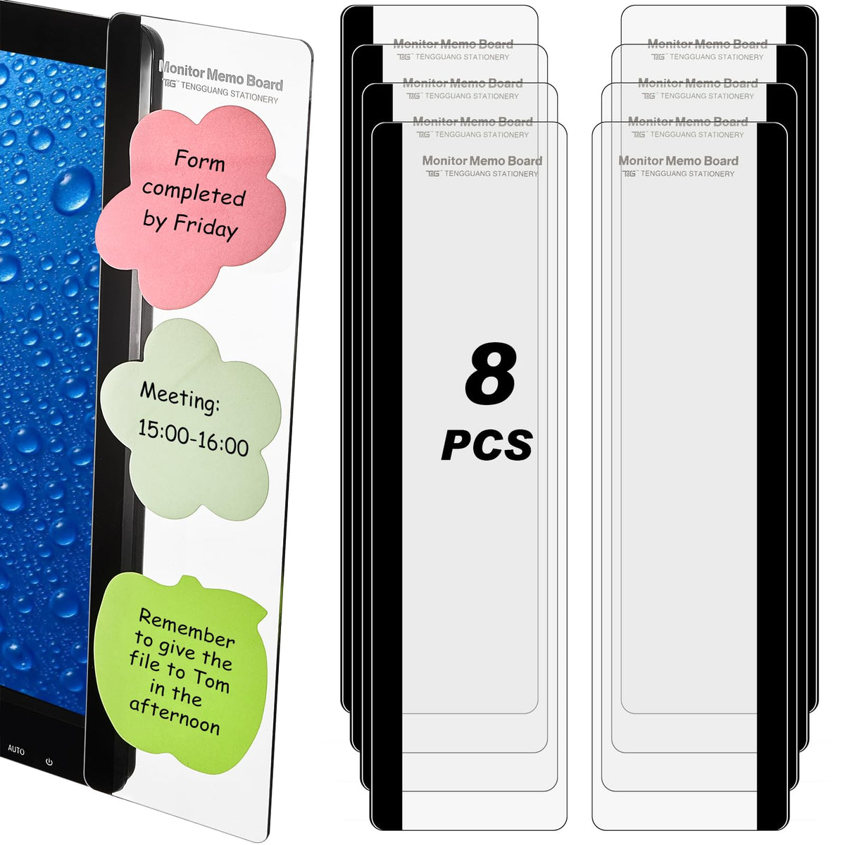 Zonon 4 Pieces Monitor Memo Board for Computer Transparent Acrylic