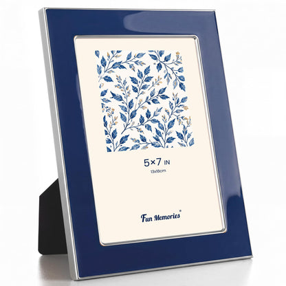 Fun Memories 4x6 Enamel Picture Frame with HD-Tempered Glass, Gold Metal Edge with Easel, Vertical & Horizontal Display, Wall and Tabletop Display Family Photo Gallery (White Enamel,1P)