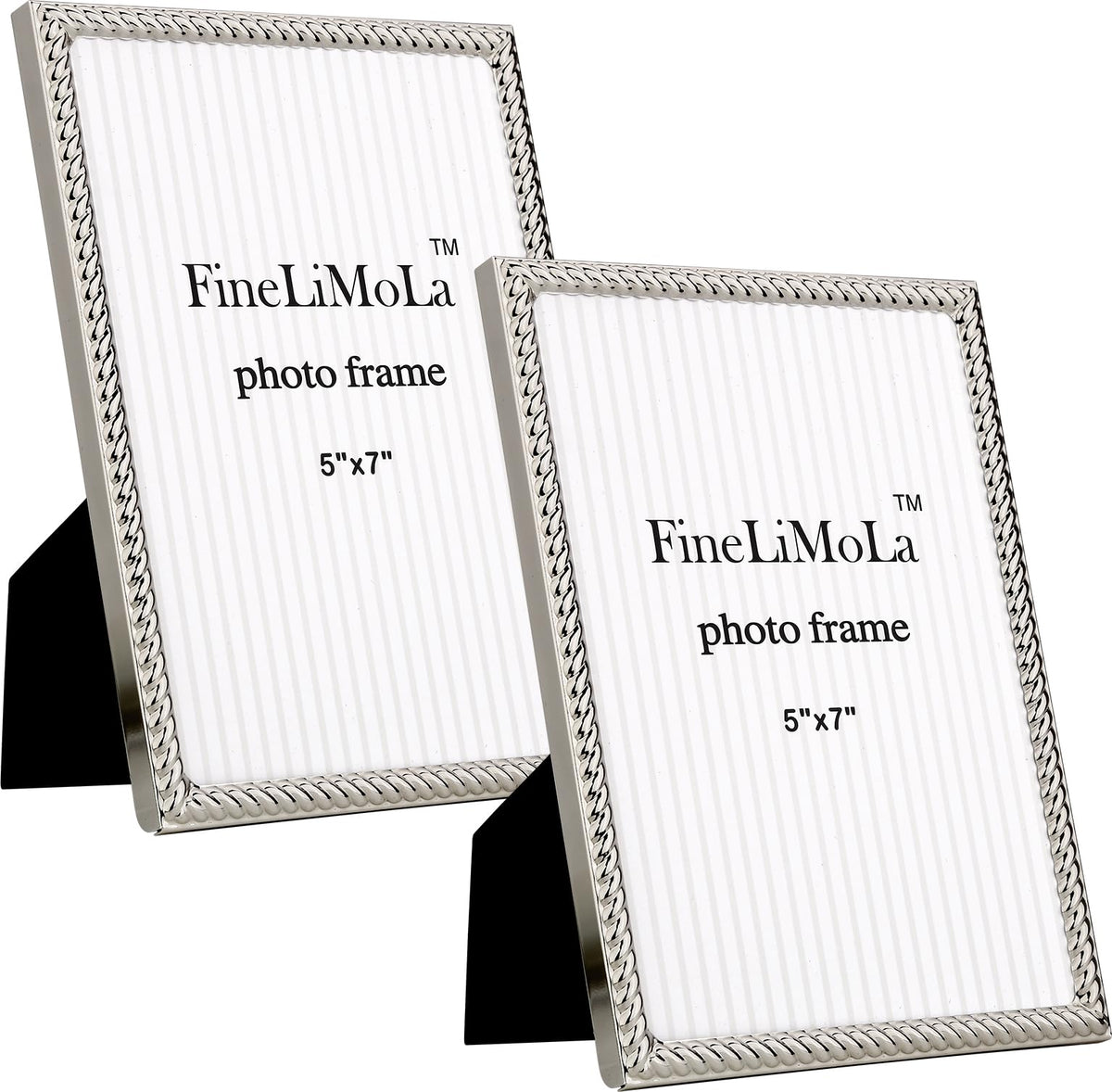 5x7'' Silver Rope Design Metal Picture Frames with Hi Quality Velvet Backing and Real Glass Front,Silver Photo Frame 7x5'' for Desktop Display Or Wall Hanging