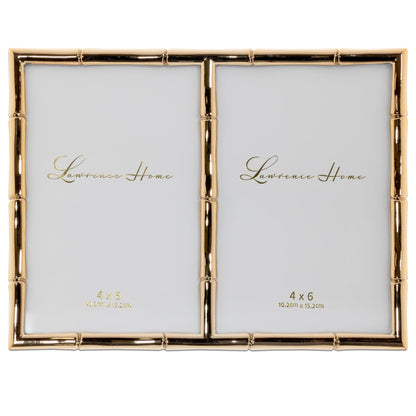 Lawrence Frames Bamboo Design Metal Frame, 4x4, Silver
