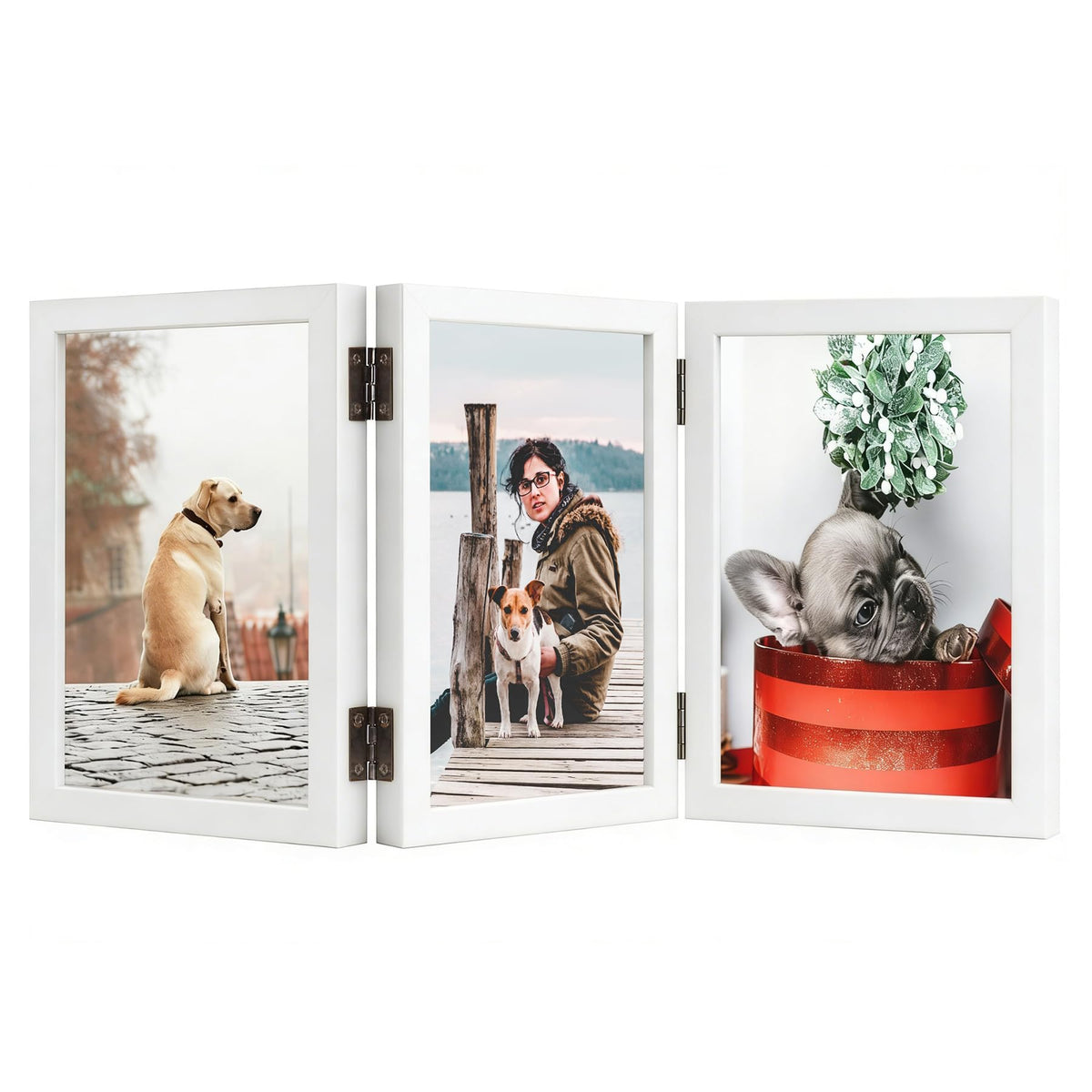 TOFOREVO 3 5x7 Picture Frame Black Triple Wooden Hinged Photo Frame
