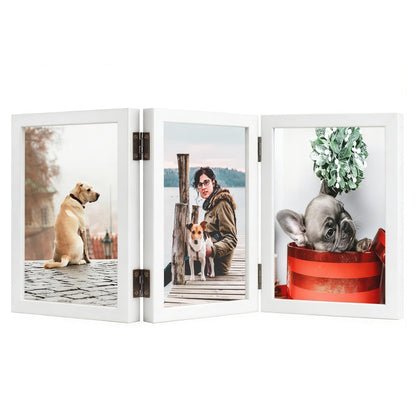 TOFOREVO 3 5x7 Picture Frame Black Triple Wooden Hinged Photo Frame