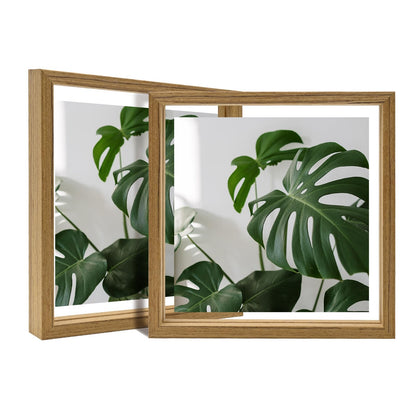 Egofine 5x7 Floating Frames Set of 2, Double Plexiglass Picture Frame, Made of Solid Wood Display Any Size Photo up to 5x7, Wall Mount or Tabletop Standing, Natural Wood