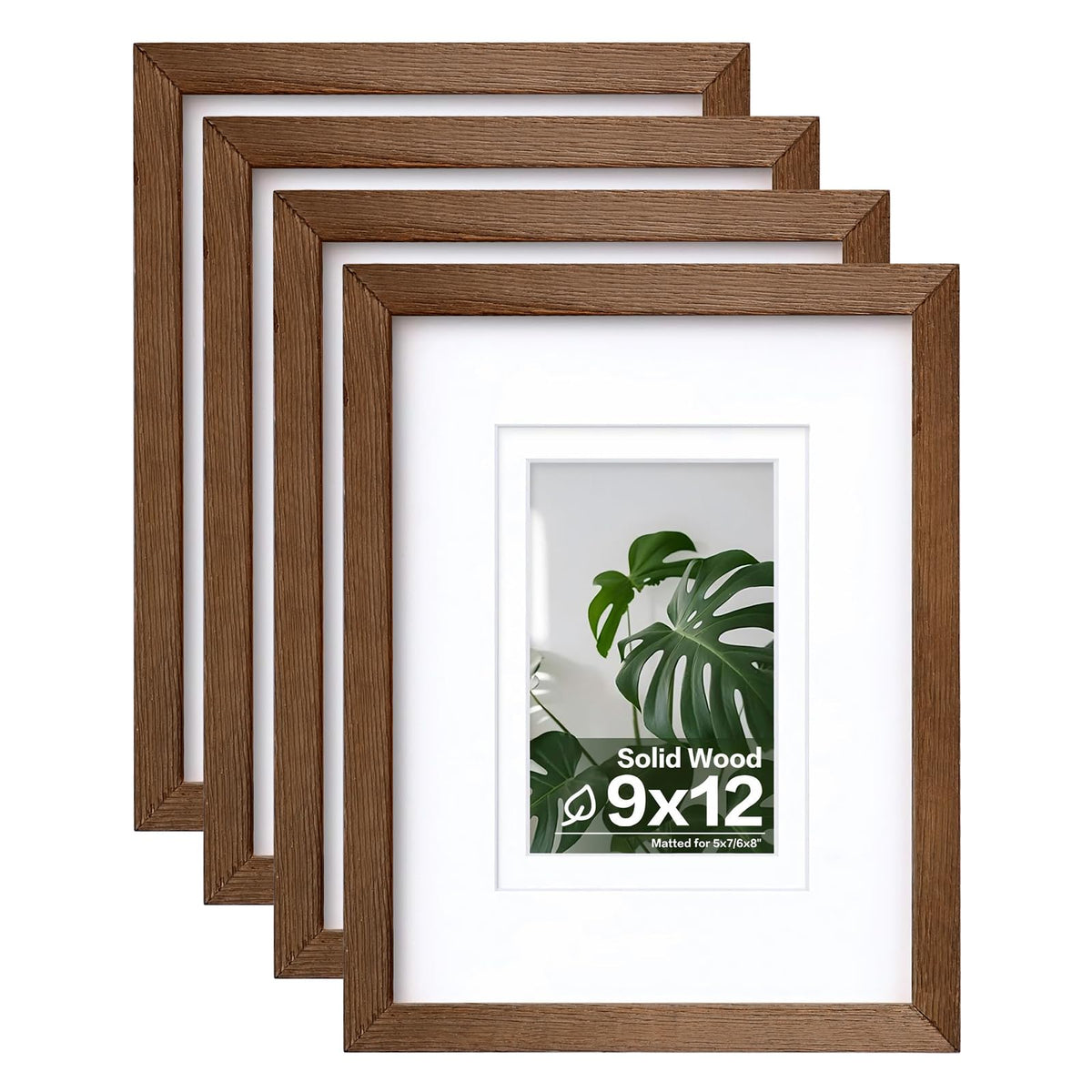 Egofine 8x10 Picture Frames Set of 4, Made of Solid Wood Covered by Plexiglass 4x6 and 5x7 with Mat or 8x10 without Mat, for Table Top Display and Wall Mounting Photo Frame Black