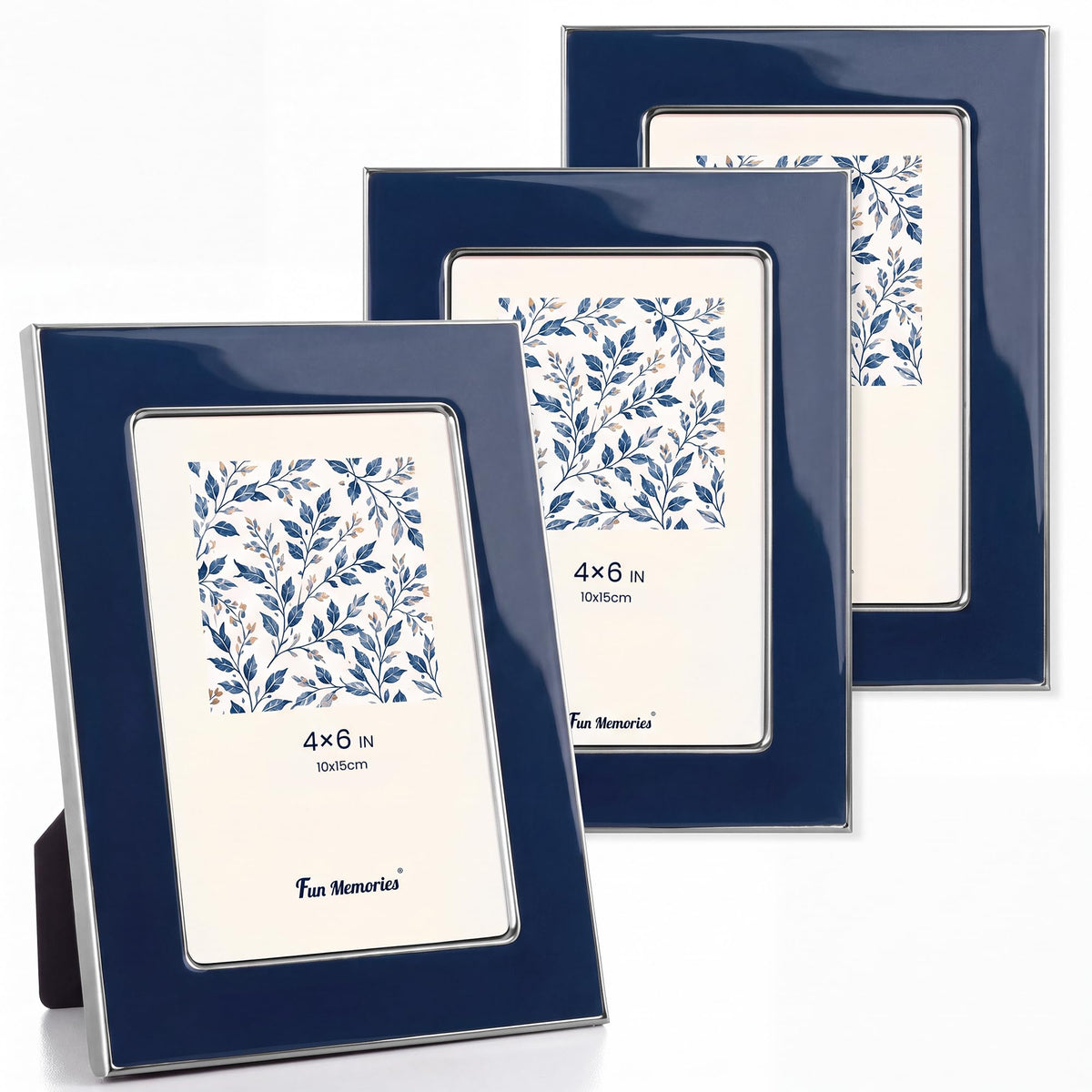 Fun Memories 4x6 Enamel Picture Frame with HD-Tempered Glass, Gold Metal Edge with Easel, Vertical & Horizontal Display, Wall and Tabletop Display Family Photo Gallery (White Enamel,1P)