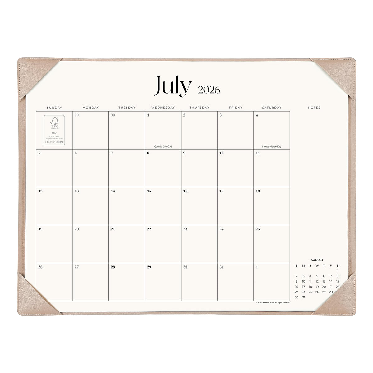 Simplified Desk Calendar 2026 with Desktop Mat, Cabbrix Large Desk Pad Calendar 21" x 16-1/2" Including January 2026 to June 2027, Desk Blotter Calendar for Home School and Office (Mint Green)